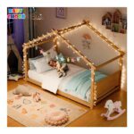 تخت مونته سوری کودک رنگ چوب طبیعی مدل کلبه آرامش